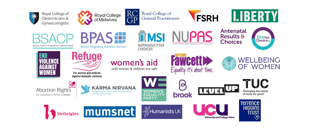 Logos of the co-signatories of the abortion lobby's response